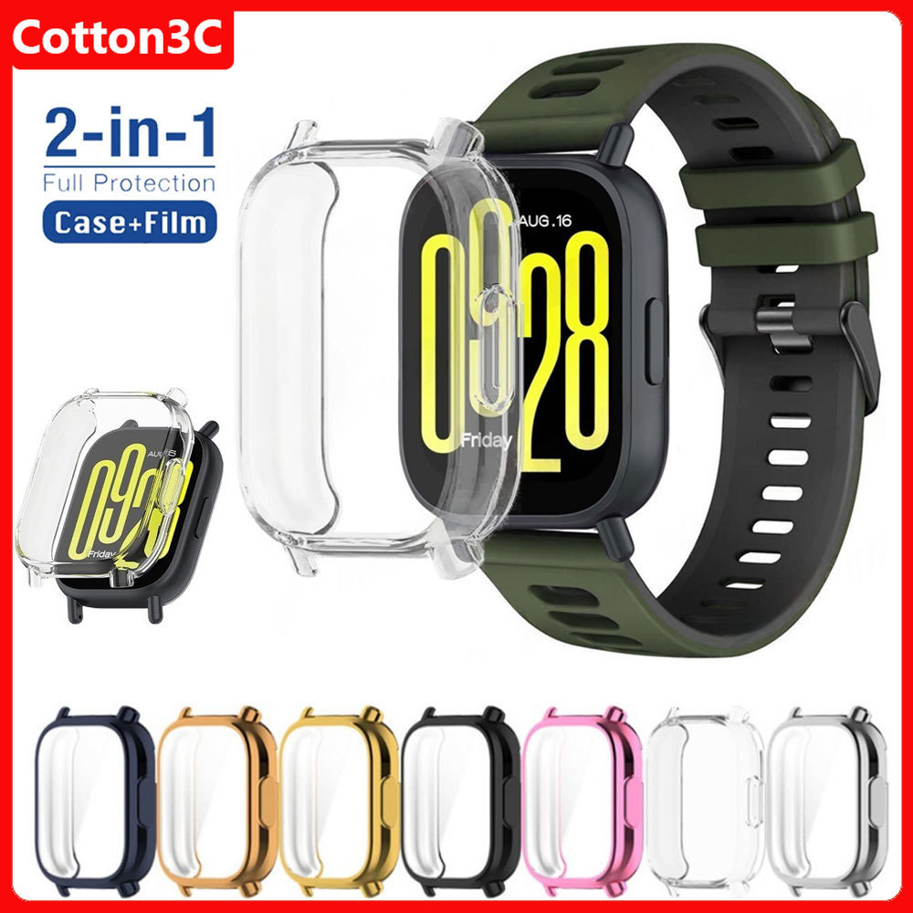 TPU Soft เคสป้องกัน + สายซิลิโคนสําหรับ Xiaomi Redmi Watch 5Active /5 Lite คลุมทั้งหมดสําหรับ Redmi Watch 3Active/Lite