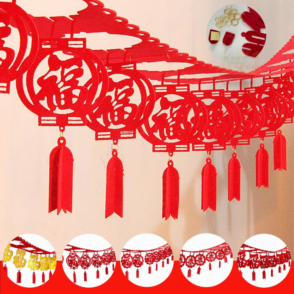 2026ตกแต่งปีใหม่ สายแขวนเพดานแต่งตรุษจีน สายประดับตรุษจีน ยาว 3 เมตร แขวนอักษรมงคล ใช้ตกแต่งร้านค้า บ้านเรื่อน เสริมความ