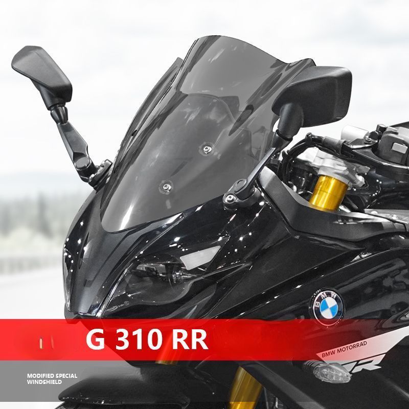 G310RR motorcycle blacked-out windshield, G310RR motorcycle transparent rain shield