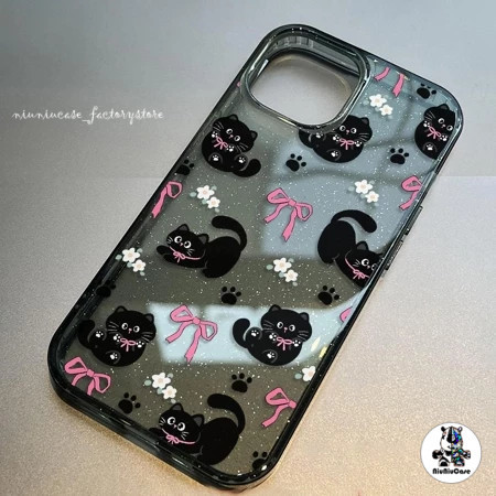 For iPhone 17 Pro Max เคสไอโฟน11 เคสใสแบบแวววาว TPU นุ่มสีสันสดใส แมวน่ารักสวยงาม For iPhone 16 15 17 12 Pro max 13 14