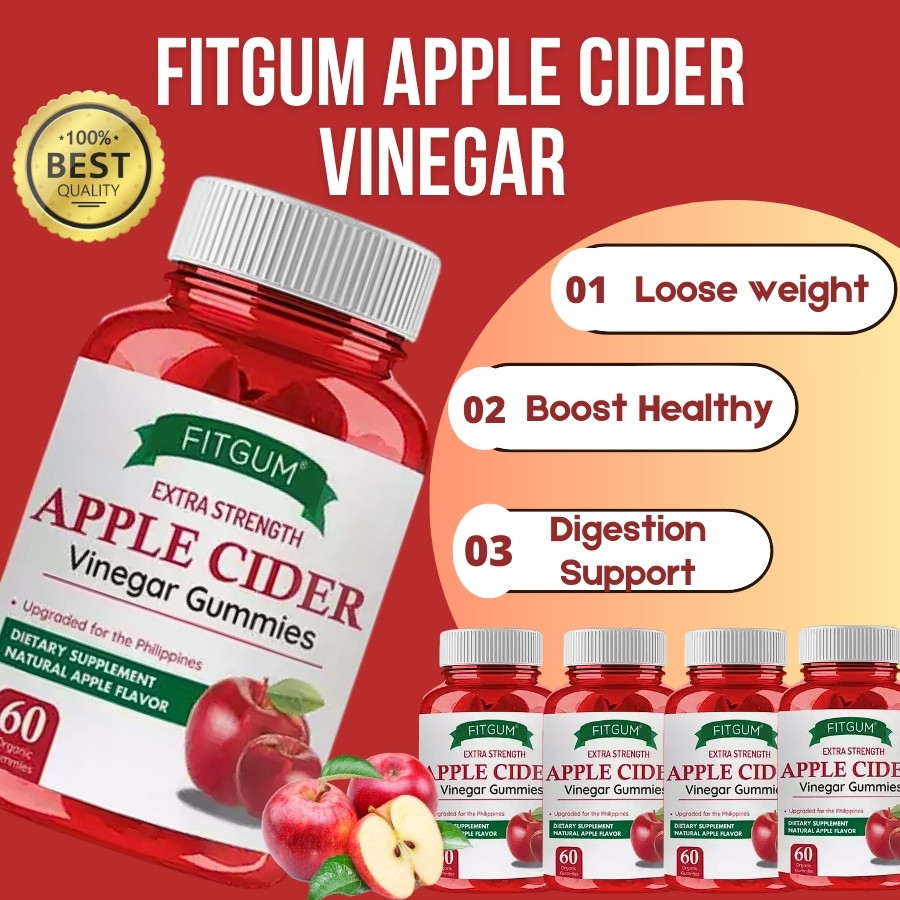 Fitgum Apple Cider Vinegar Gummies Original ปลอดภัยลดน้ําหนักด้วยวิตามินคอลลาเจน 60 Gummies