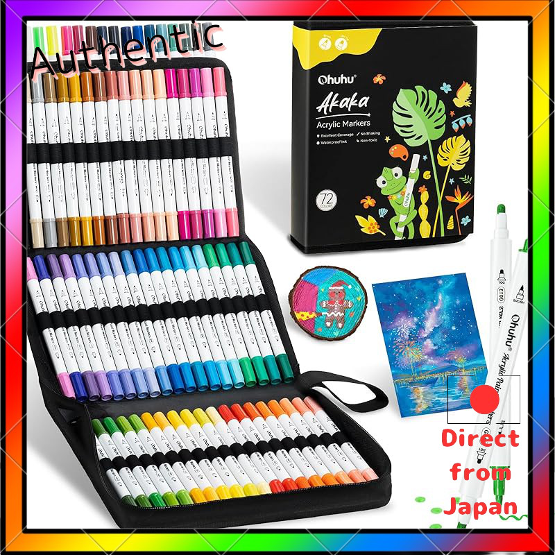 Ohuhu 72-Color Acrylic Marker Set - Water-Based Opaque Paint Pens for Wood, Stone, Fabric, Metal, Gl