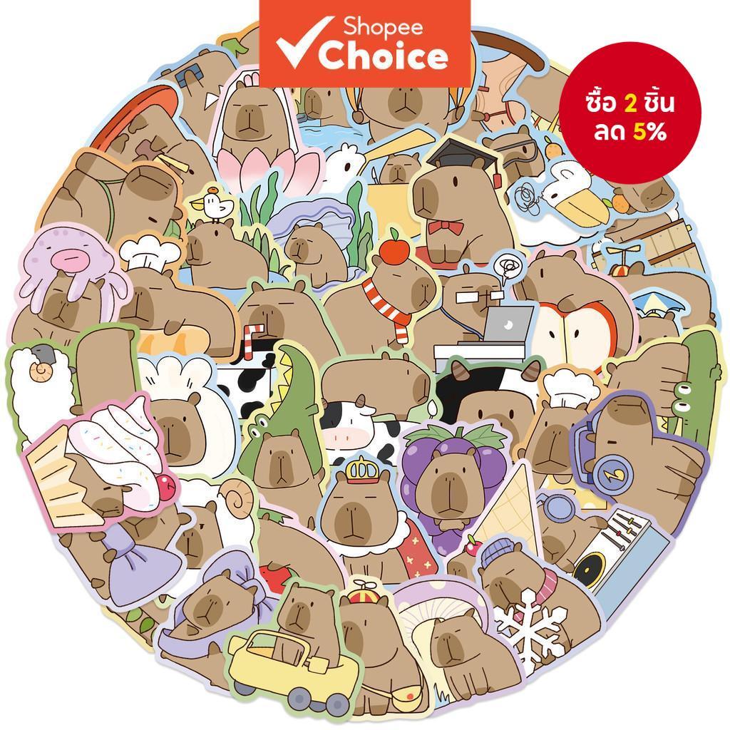 สติ๊กเกอร์การ์ตูน Capybara Graffiti 50 ชิ้น – ตกแต่ง DIY กันน้ําสําหรับกระเป๋าเดินทาง, โน๊ตบุ๊ค