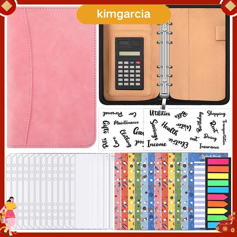 kimgarcia A6 Budget Planner พร้อมเครื่องคิดเลข Zip Budget Binder Budget Planner ที่มีซองจดหมายสําหรั