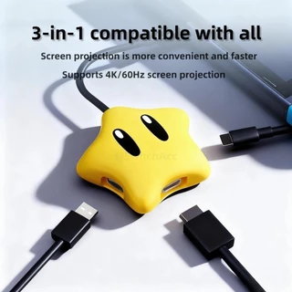 สวิตช์สถานีเชื่อมต่อแบบพกพา 3-in-1 USB Type C ถึงอะแดปเตอร์ HDMI สําหรับ Nintendo Switch 2 / 1 / OLED 100W PD พอร์ตชาร์จสําหรับแล็ปท็อปแท็บเล็ตโทรศัพท์มือถือ SteamDeck
