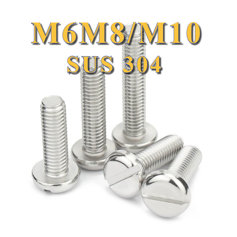 304 สแตนเลส one-slot สกรูหัวทรงกระบอก GB65 สกรู slotted หัวกลม bolt M6M8/M10[PY-TH]