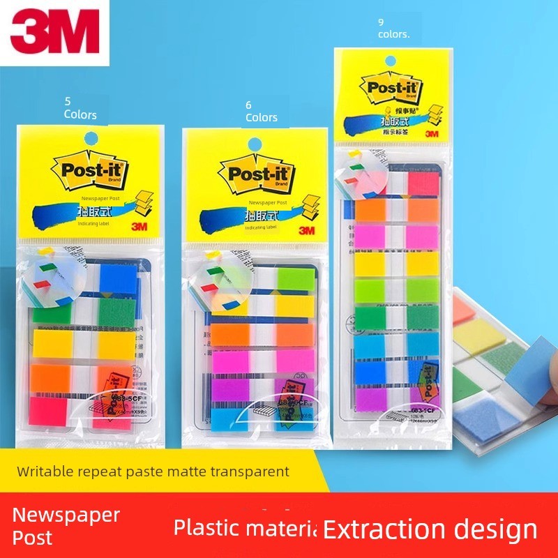 postit postit น่ารัก 3M โพสต์อิท683-5CF/6CF/9CF ป้ายแสดงสถานะพลาสติกใสเขียนด้วยลายมือบันทึกโพสต์อิท6