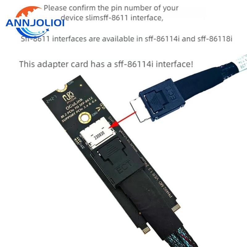 ANN U 2 U 3 SSDs การ์ดขยายผ่าน M 2 NVMe Slot ChipFree Oculink Converters PCIe4 0 รองรับ