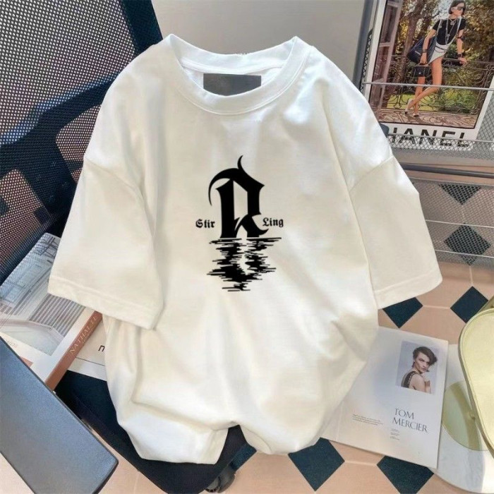 COD [/แนะนํา] Heavy 230g เส้นด้ายคู่ผ้าฝ้ายแท้หวีแน่น R พิมพ์เสื้อยืดแขนสั้นผู้หญิง 2026 Z0CN