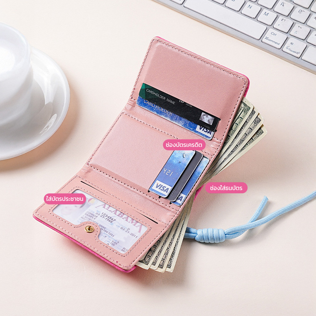 กระเป๋าสตางค์ใบสั้น ช่องใส่บัตรหลายช่อง จัดเก็บบัตรได้เป็นระเบียบ ขนาดกะทัดรัด พกพาง่าย - รูปที่ 5