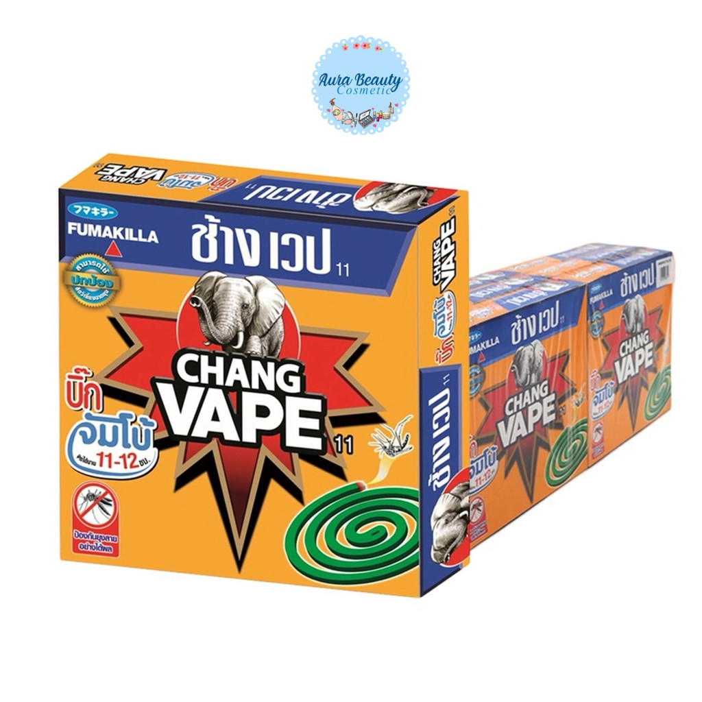 📍 (6กล่อง/แพ็ค) Chang Vape mosquito repellent ช้างเวป ยาจุดกันยุง จัมโบ้ 🍀