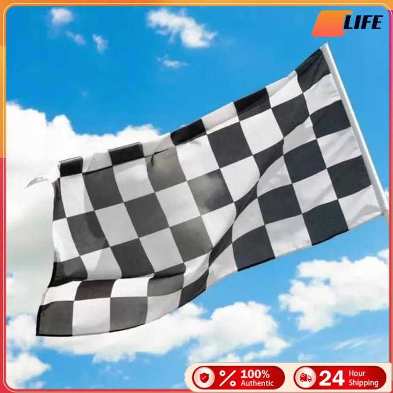 รองรับCOD！ธงหมากรุก racing flag รถแข่งรถแข่ง ขนาด 150x90cm ลายสีดำ สีขาว