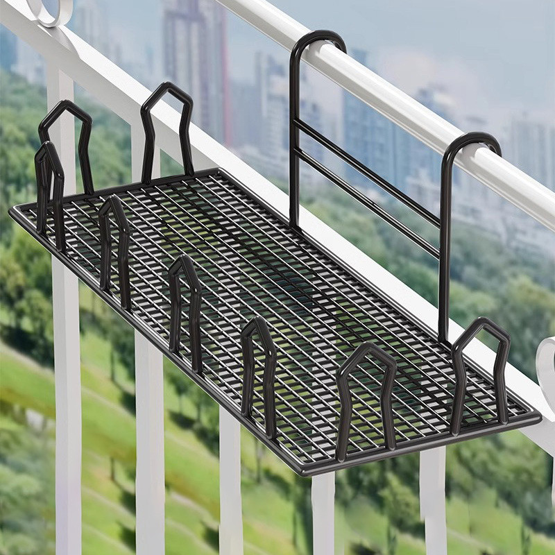 ชั้นวางกระถางดอกไม้ ราวแขวนระเบียงอเนกประสงค์ แบบลายเส้นตรงเหล็ แขวนริมรั้ว ระเบียง รับน้ำหนักได้10kg