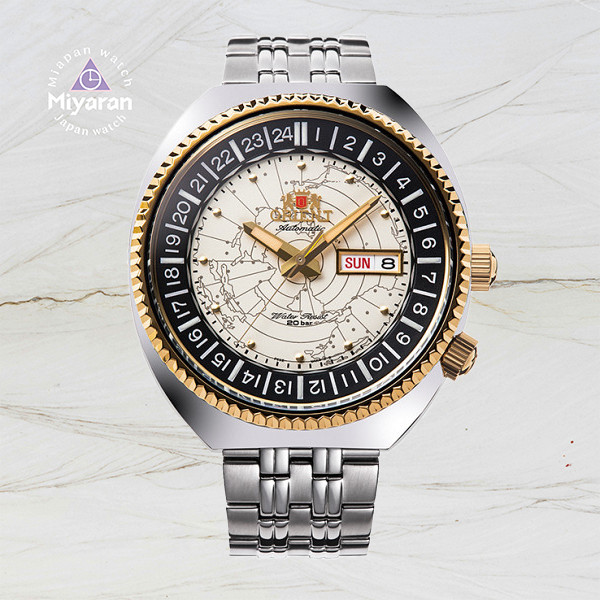 Orient Mens ORIENT RevivalWORLD MAP Automatic Winding Metal Band Mens RN-AA0E01S