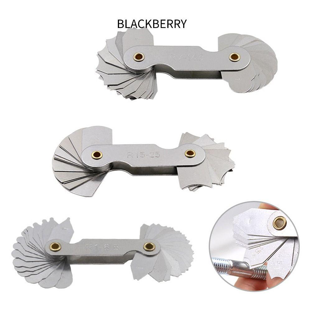 BLACKBERRY 16 ชิ้น/เซ็ต Radius Gauge Radius Fillet Gauge สแตนเลส Arc เครื่องมือวัดตัวอย่าง R Gauge