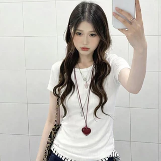 ส่งไวจากไทย เสื้อยืดแขนสั้น ปักตัวอักษร ดีไซน์มินิมอล แมตช์ง่าย Lalita