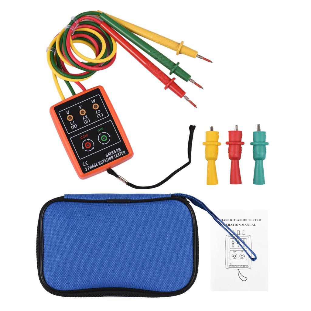 Dioo Phase Tester Portable 3 Rotation Phase-squence Meter ตัวบ่งชี้ลําดับเฟสพร้อม LED Buzzer 60V-600