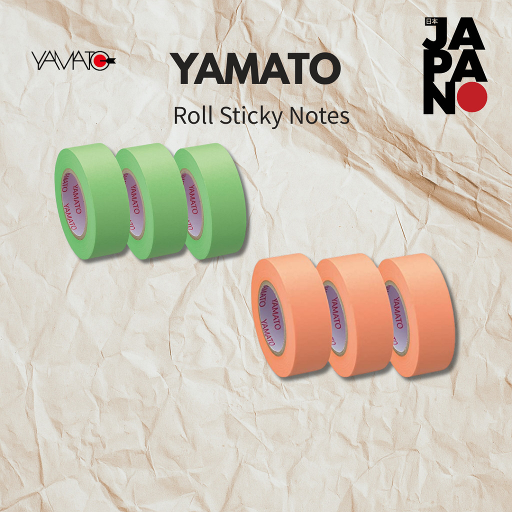 Yamato Memo Roll Tape Refill Set 3 Rolls Orange 15mm×10m RK-15H-OR, Lime 15mm×10m RK-15H-LI