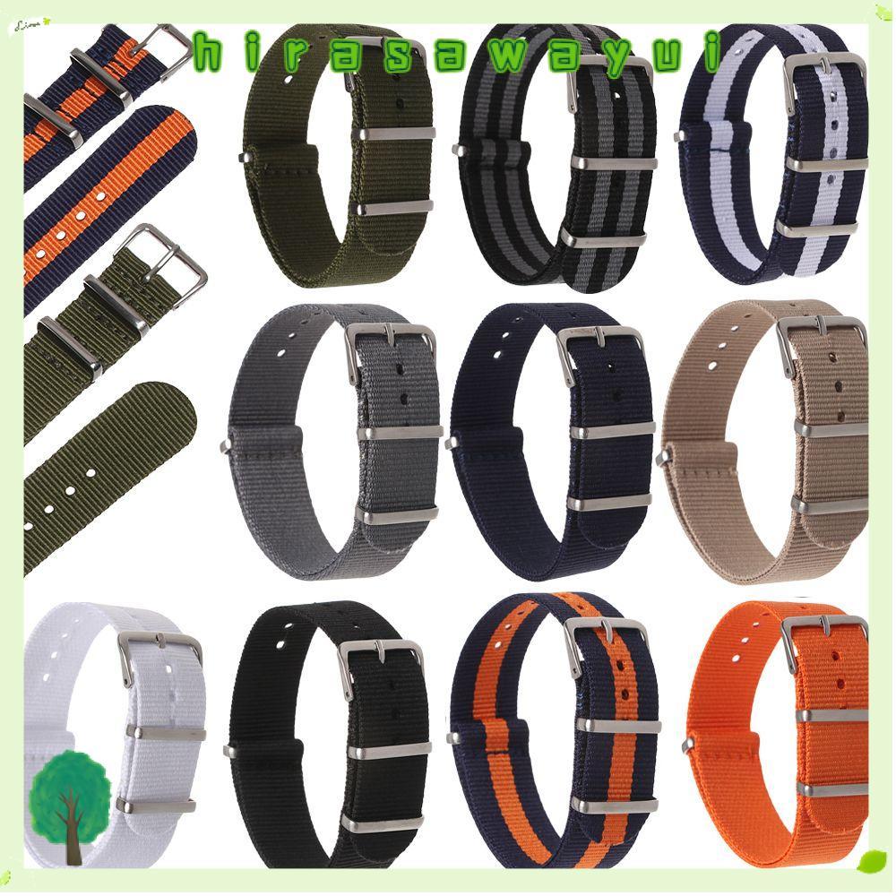 HIRASAWAYUI 18 20 22 มม.ไนลอนทอผ้าสร้อยข้อมือแฟชั่นผู้หญิง Man Sport Loop Watchband