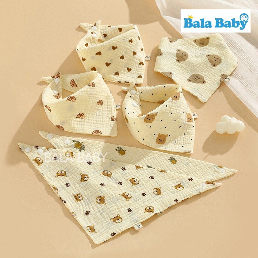 ผ้าซับน้ำลายแบบมีกระดุม ผ้ากันเปื้อนเด็ก ซึมซับง่าย มินิมอลใส่ง่ายได้ทุกวัน  HD06