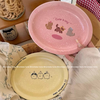 จาน จานเซรามิกส์ จานขนมหวาน insรูปแมวดาวน่ารัก สไตล์เกาหลี  …