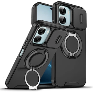 OPPO A6 Pro A6X A6t A3 A3X A5X A5i A5 Pro A3Pro A5iPro สไลด์เลนส์กล้องแหวนป้องกันขาตั้งเคสโทรศัพท์แม่เหล็กขาตั้งเกราะกันกระแทกฝาครอบซิลิโคนแข็ง