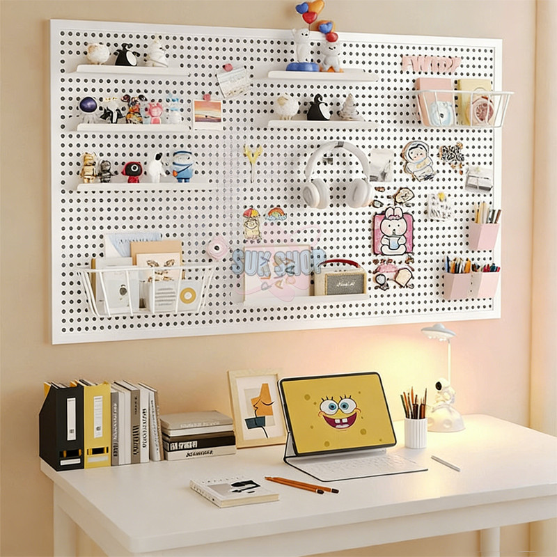 DIY Pegboard กระดานหมุด ติดผนัง อเนกประสงค์ ตั้งโต๊ะ แผ่นวางของติดผนัง อเนกประสงค์ ตกแต่งผนังบ้าน แขวนชั้นวางของตกแต่ง