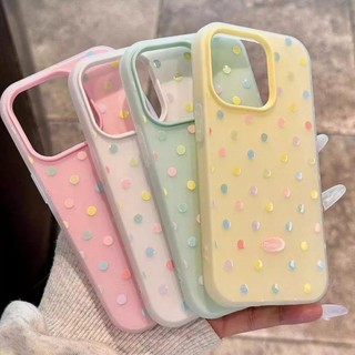 ส่งจากไทย เคสสำหรับไอโฟน16 ลายจุดสีสันสดใส เคสครอบสองชั้นสีสัน For IPhone17 16 11PRO 12 13 PROMAX 15 14 PLUS 6/7/8 XR XS