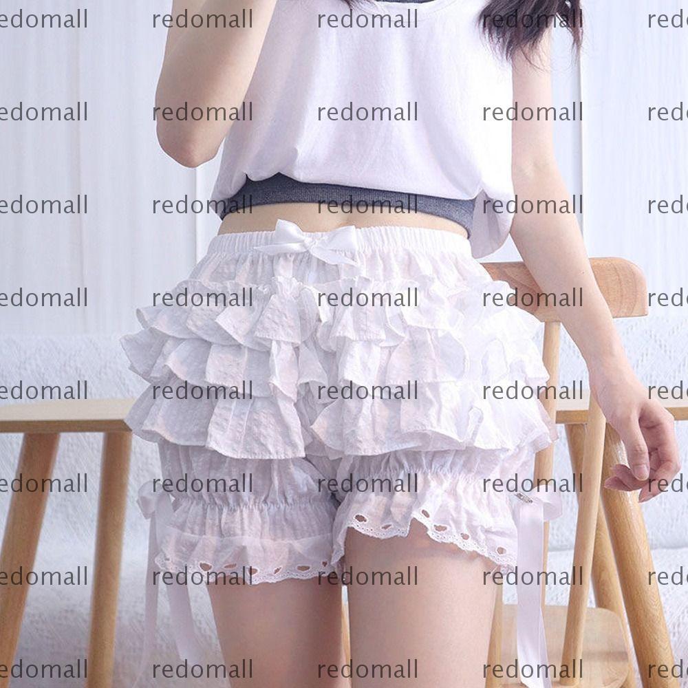 REDOMALL Safety Short Pants, Pleated JK Bloomers, Fashion Bow Knot Breathable Vintage Lolita กางเกงผ