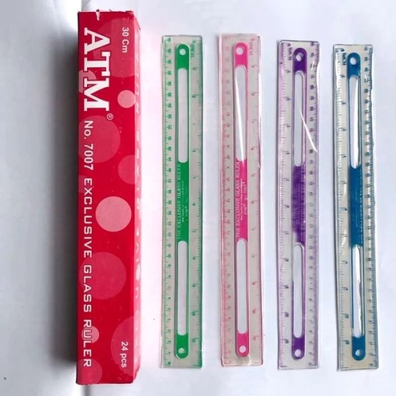 1 กล่อง 24 ชิ้น ATM ไม้บรรทัด 30 ซม. 365gr พลาสติกสีสันสดใสขายส่ง atk