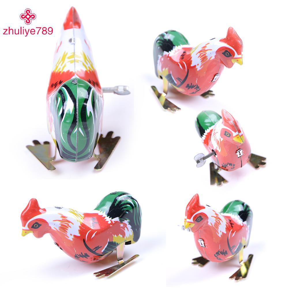 <zhuliye789>Vintage Wind UpโลหะCo Roosterสัตว์Cloworkดีบุกของเล่นสะสมNice