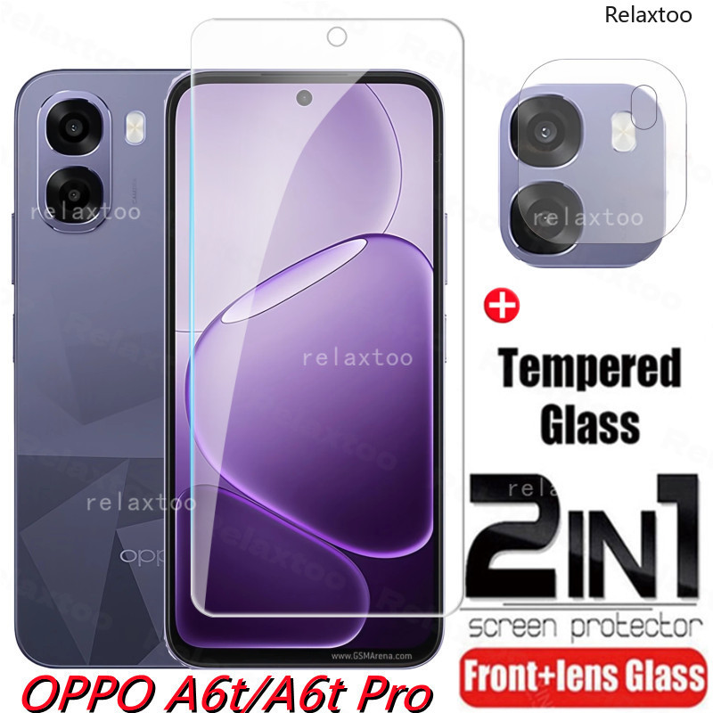 2in1 3Dโค้งกระจกนิรภัยสําหรับOPPO A6t Pro A6tPro A6x A6s A6t A6c A6i A6Pro A6 t OppoA6t Pro OppoA6X OppoA6S 5Gเลนส์กล้องด้านหลัง