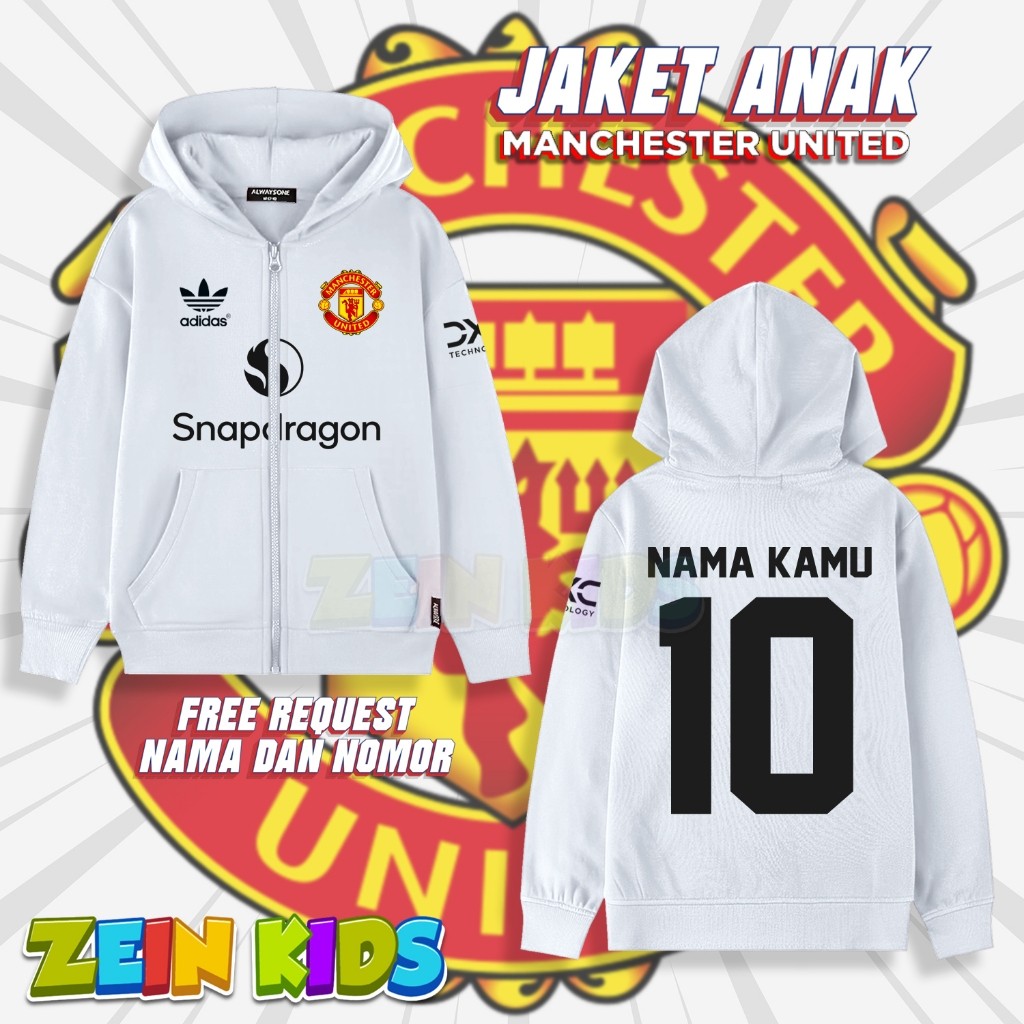 🧒 เสื้อแจ็คเก็ตมีฮู้ดเด็กแมนยู / เสื้อกันหนาวมีฮู้ดเด็กแมนยู / เสื้อแจ็คเก็ตฟุตบอลเด็ก