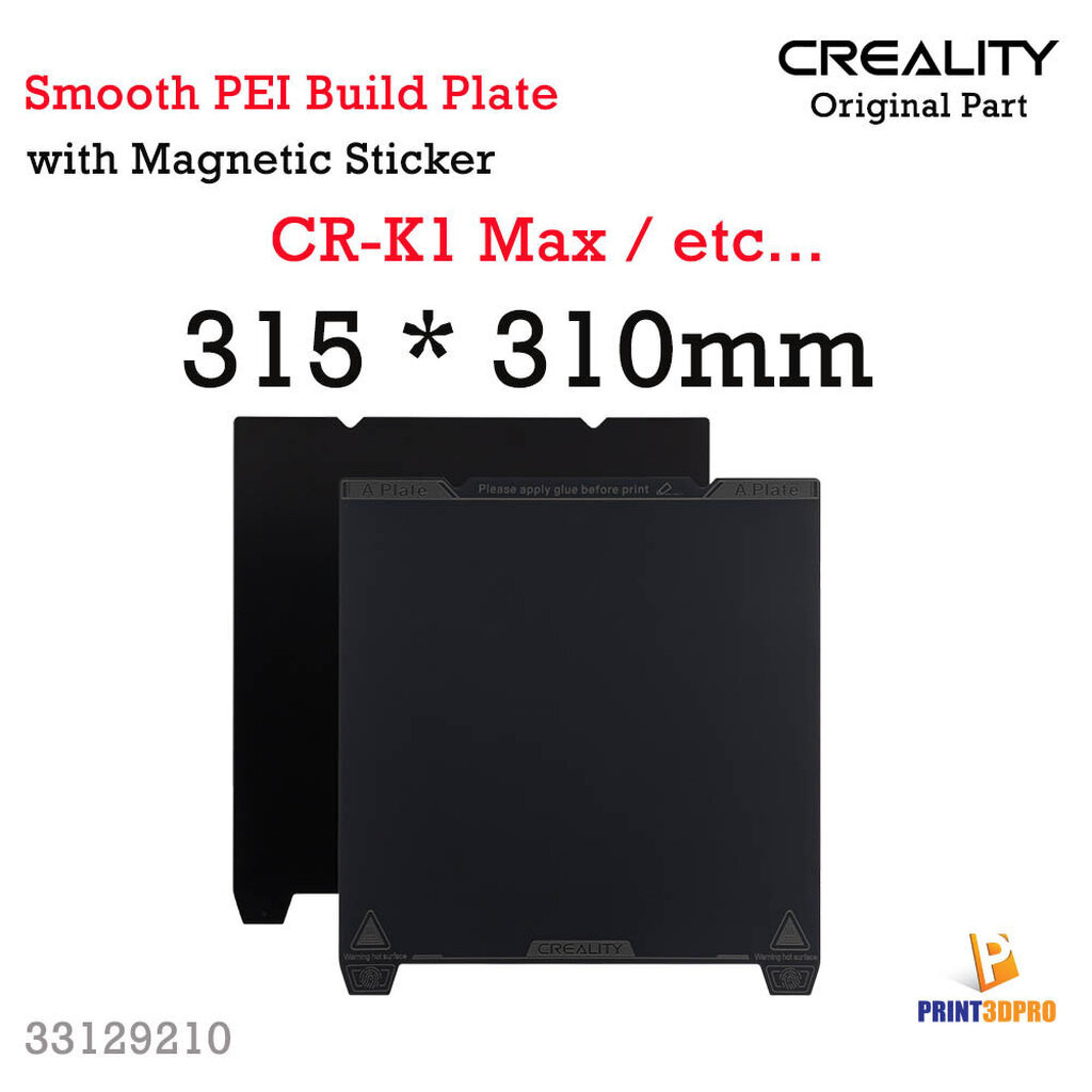 Creality Part K1 Max Smooth PEI Build Plate Size 315x310mm With Magnetic Base Sticker 3D Printer Par