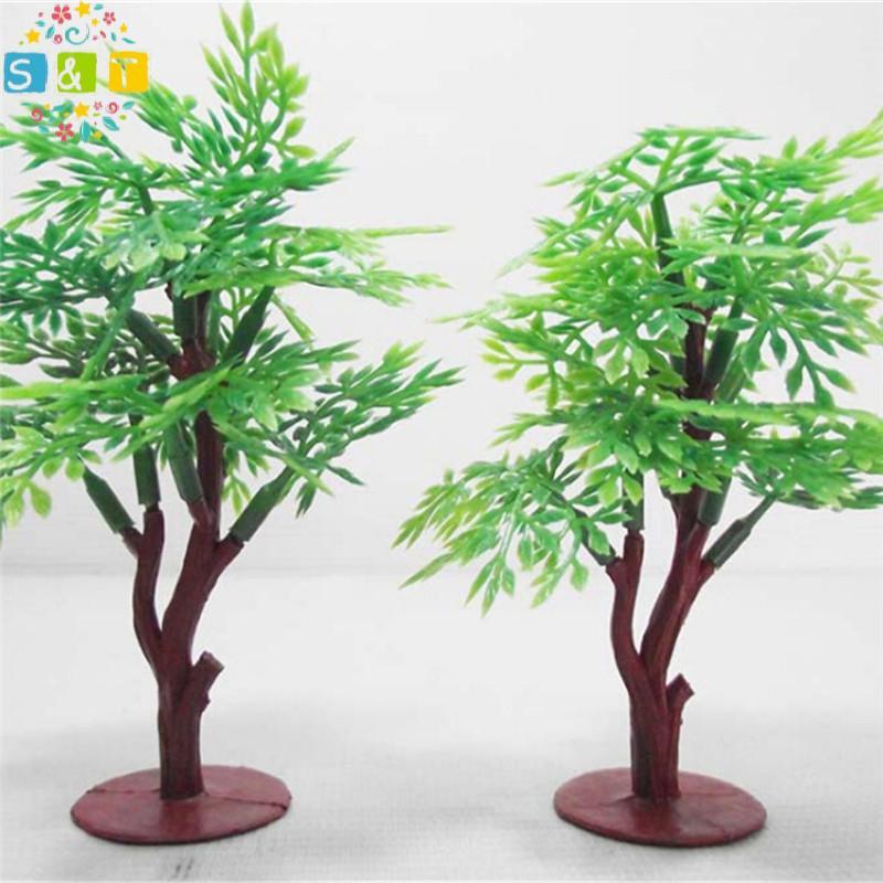 [S&T] Vivid 9 ซม. Green Tree Model Train Park HO SCALE Layout Scenery Dollhouse Decor {th}