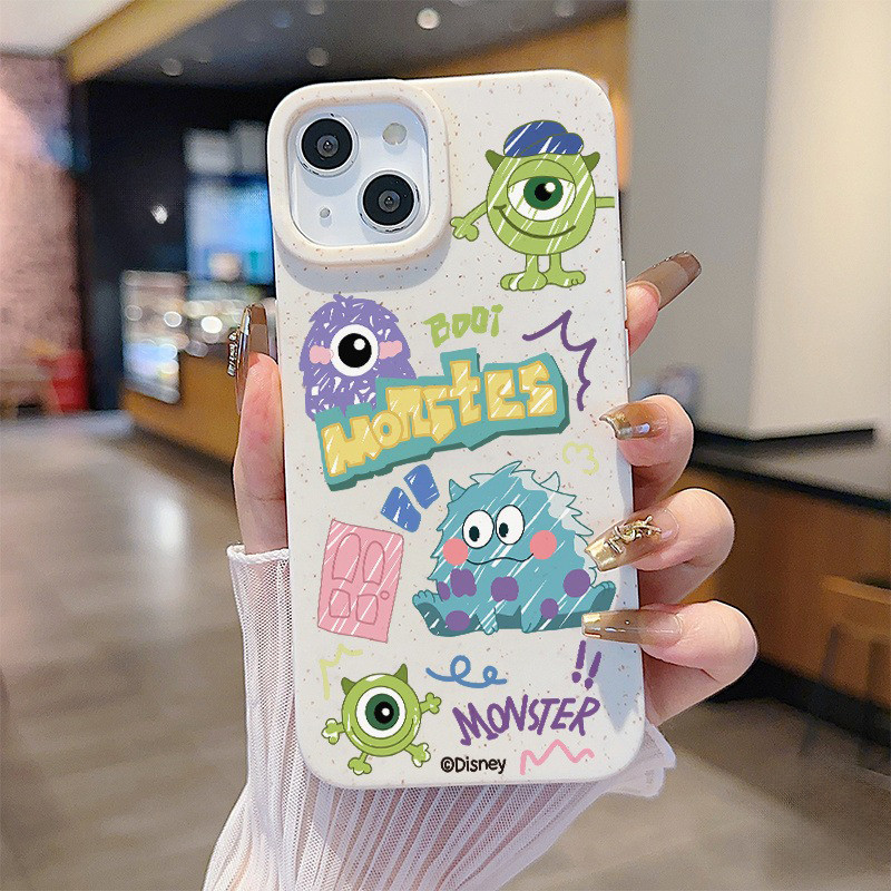 ใช้ได้กับ เคสไอโฟน11 16 สัตว์ประหลาดตาโต เนื้อสัมผัสแบบข้าวสาลี For iPhone 11 14 15 12 13 16 Pro Max X XS XR 7P 8P เคสไอ