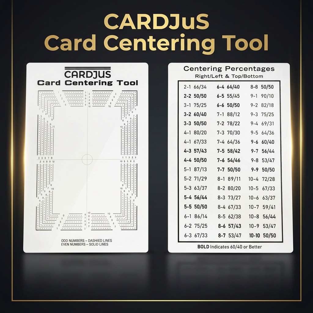 CARDJuS Centering Tool for Card Grading, suitable for 88mm × 63mm card size.