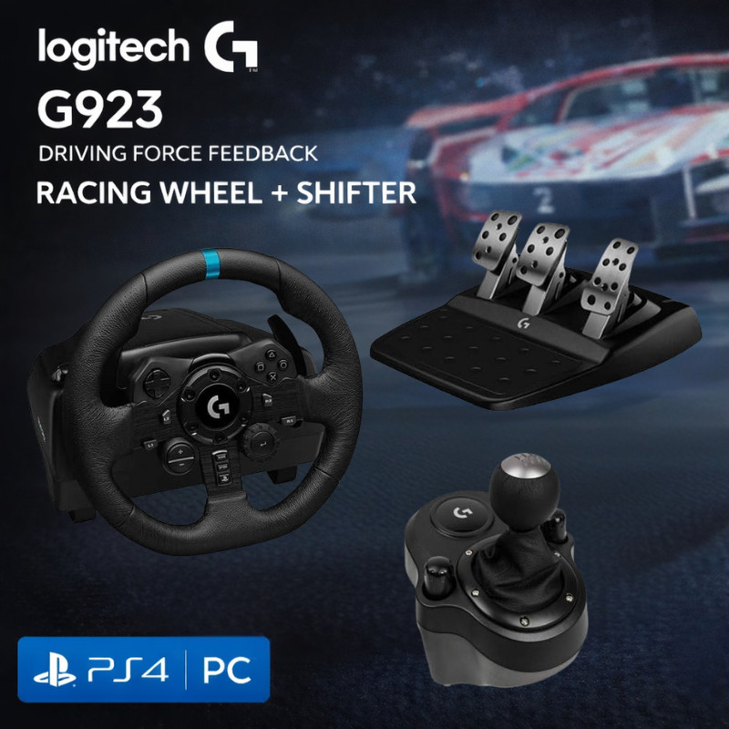Logitech G923 พวงมาลัยเกมแข่ง พร้อมชุดเกียร์ ระบบแรงสะท้อน TrueForce ใช้กับ PS4 และ PC