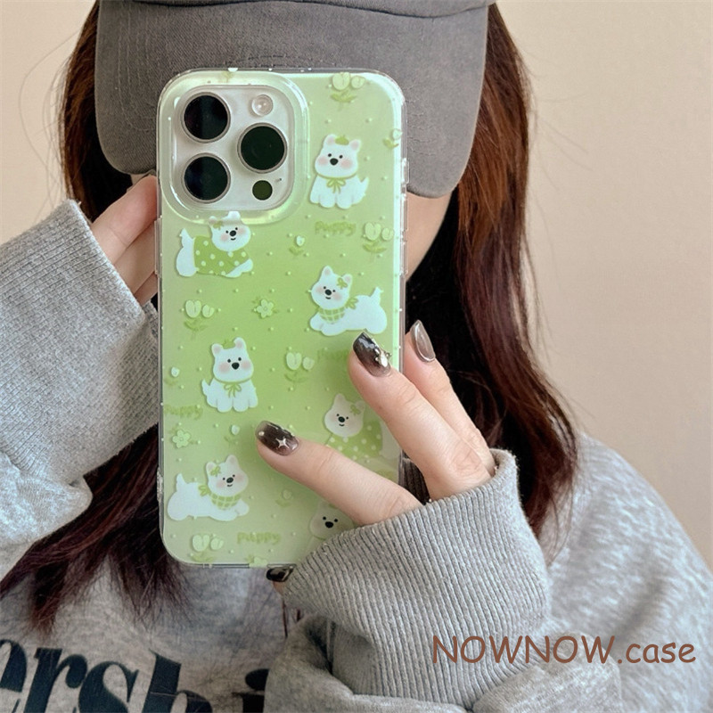 สําหรับ IPhone 17 16 15 14 PLUS 13 12 11 PRO MAX น่ารักสีเขียว West Highland สุนัขเคสโทรศัพท์ปกอ่อน