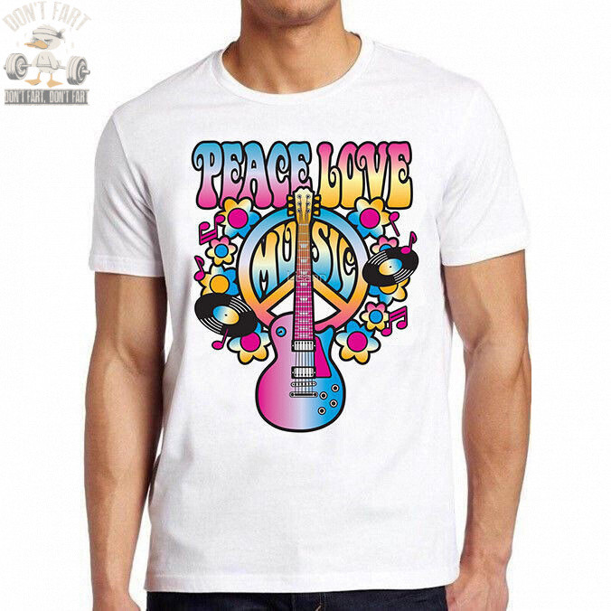 Peace Love Music Guitar Funny Meme Tee T Shirt M720
