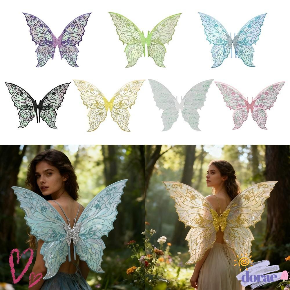 ปีกนางฟ้า DORAE, แต่งตัวปีกนางฟ้าประกาย, น่ารัก Organza Princess Angel Wing Cicada Wing Party Props