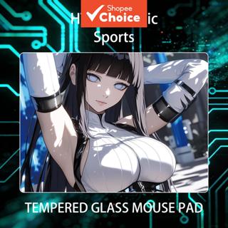 แผ่นรองเมาส์กระจกไมโคร-เอทช์ขอบโค้ง กันสิ่งสกปรก เหมาะสําหรั…