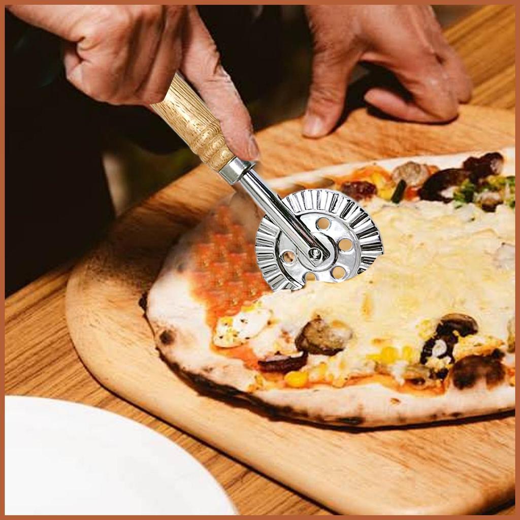 Ravioli เครื่องตัดล้อ Fluted Edge สแตนเลสพาสต้า Roller Cutter Dough Decorator Ravioli Crimping beqax