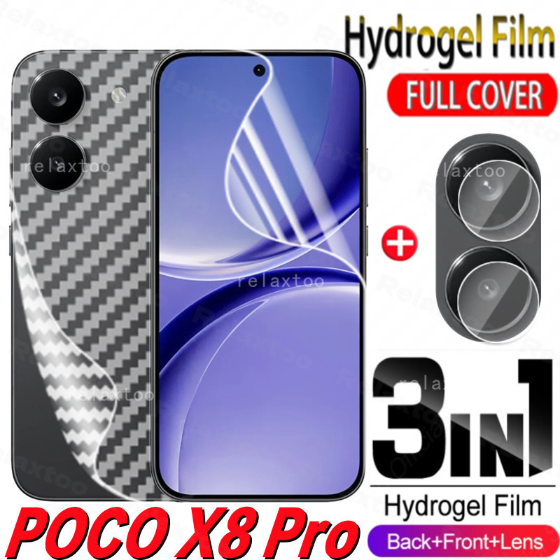 POCOX8 Pro Max 2026 3IN1 Front Back Hydrogel Soft Film For Xiaomi POCO X8 Pro Max X8Pro POCOX8Pro Max X8ProMax PocoX8ProMax 5G Full Cover Screen Protector Camera Lens Protect Phone Film,Not Tempered Glass