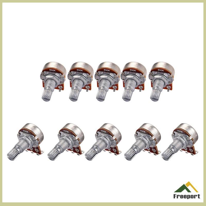 [Szgqmyyx1] 10 ชิ้นกีตาร์ไฟฟ้า A50K B50K Split Shaft Potentiometer Volume Pots