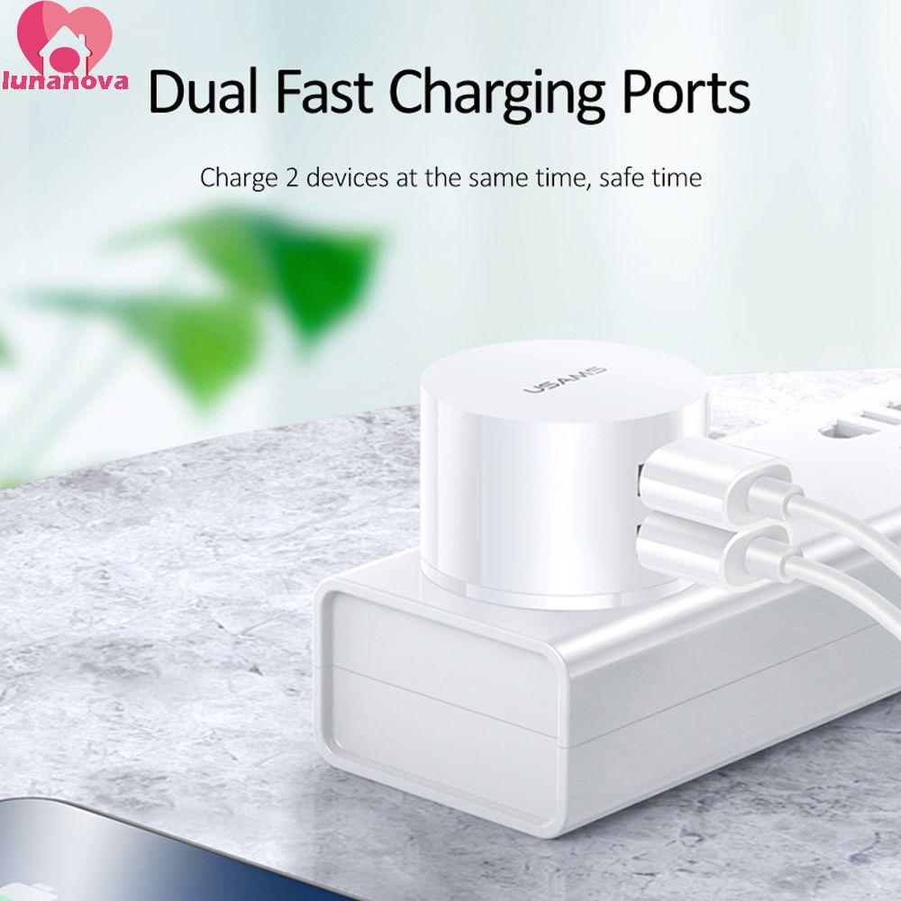 LUNANOVA Dual Usb Round Charger Portable Universal Dual USB Mini Adapter Travel Charger Charger Adap