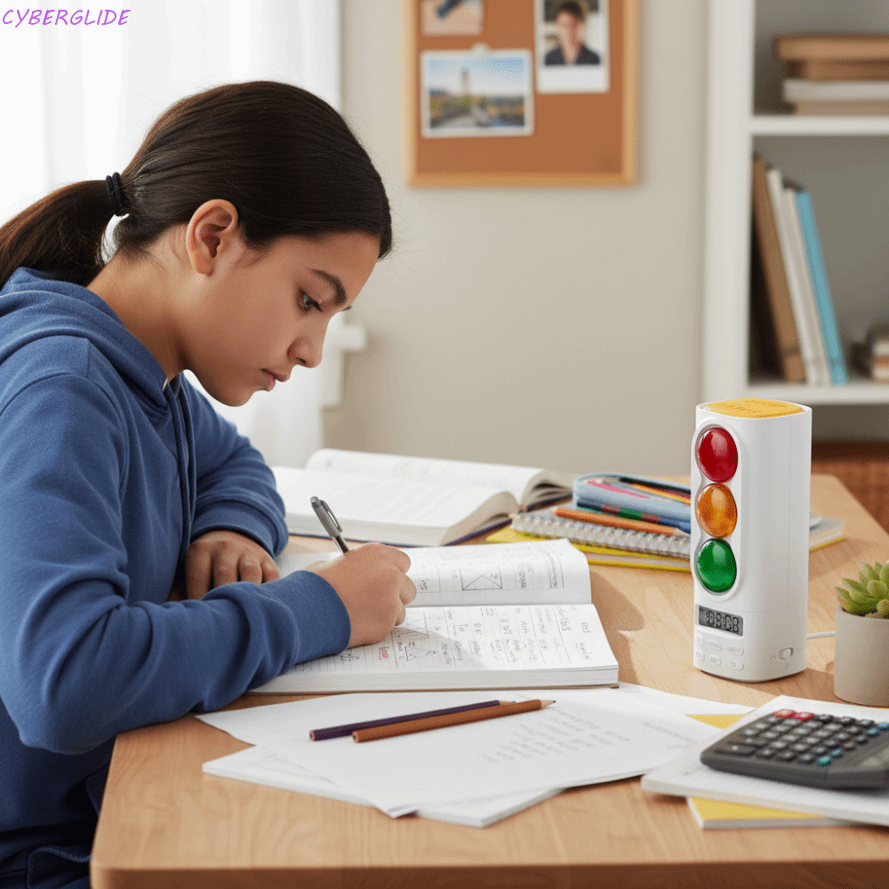 CYBERGLIDE Visual Traffic Light Timer, Digital Display Portable Student Learning Timer, Study Aid Ad