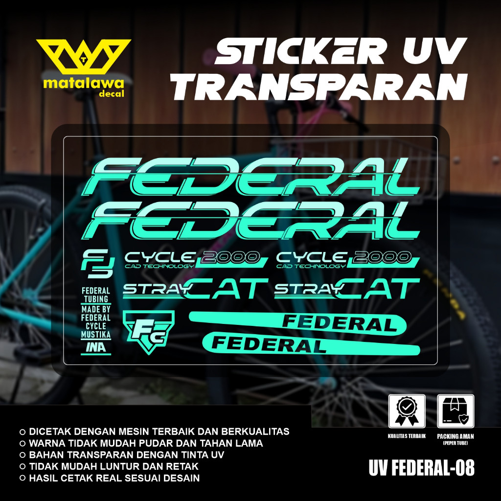 DECAL PREMIUM สติ๊กเกอร์ FEDERAL UV TRANSPARENT STRAY CAT สติ๊กเกอร์ติดจักรยาน Kalcer SET 08 NEWARA 