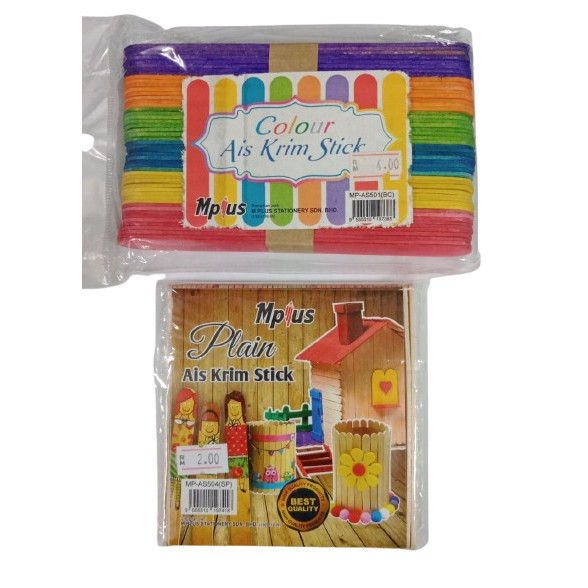 Mplus Ice Cream Stick Pine Wood Craft Plain & Colour