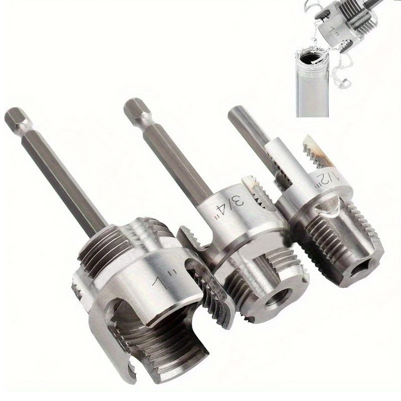 3 ชิ้นเหล็กคาร์บอน Heavy-Duty PVC/พลาสติกท่อ Threading ชุดเครื่องมือ 1/2 “/3/4 “/1 “ชาย/หญิงด้าย,เหมาะสําหรับ PPR,MPP,ท่อพีวีซี – โปรปัง